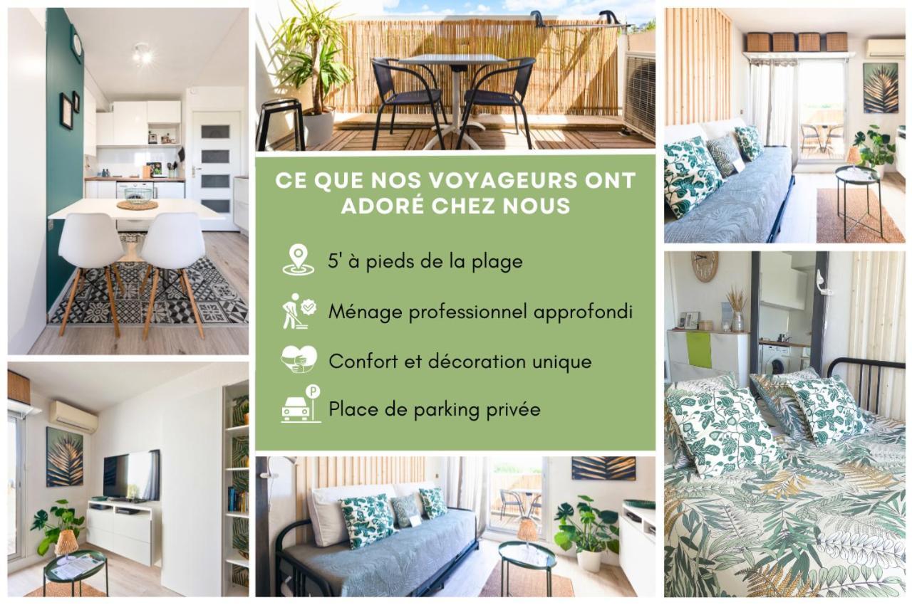 NEW - Studio cosy - Plages à 5min - Parking privé - WIFI - Commerces au pied du bâtiment La Grande-Motte Exterior foto